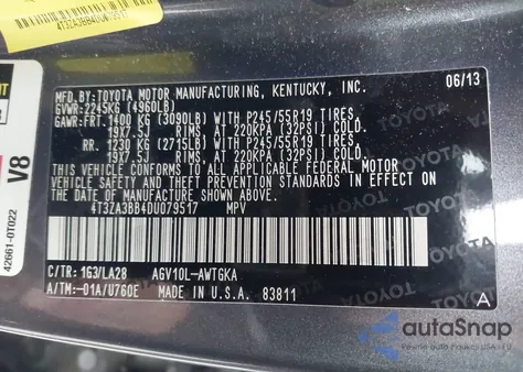 2013 Toyota Venza Xle from USA, damaged, VIN 4T3ZA3BB4DU079517